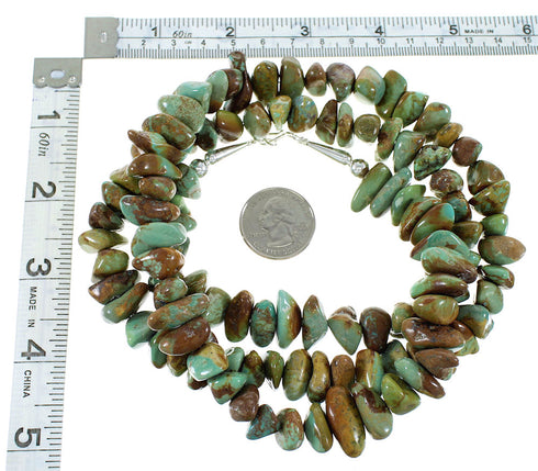 Silver Kingman Turquoise Navajo Jewelry Bead Necklace AX99945